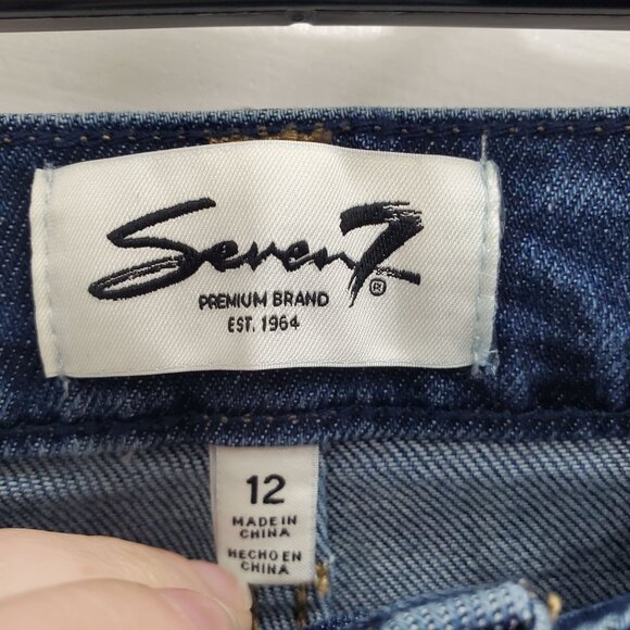 Seven7 90's Straight Jean Women's Dark Wash High Rise Relaxed Denim‎ NWT Size 12 - Picture 4 of 8